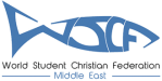Logo en forme de poisson de la World student christian federation (WSCF) au Moyen-Orient